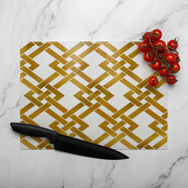 Geometric Chain Glass Chopping Board, 40cm L x 28cm W
