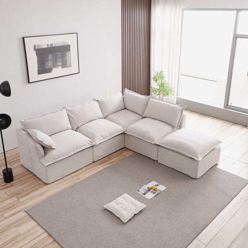 Canapé modulaire 115 po, Mélange de lin gris Keivon