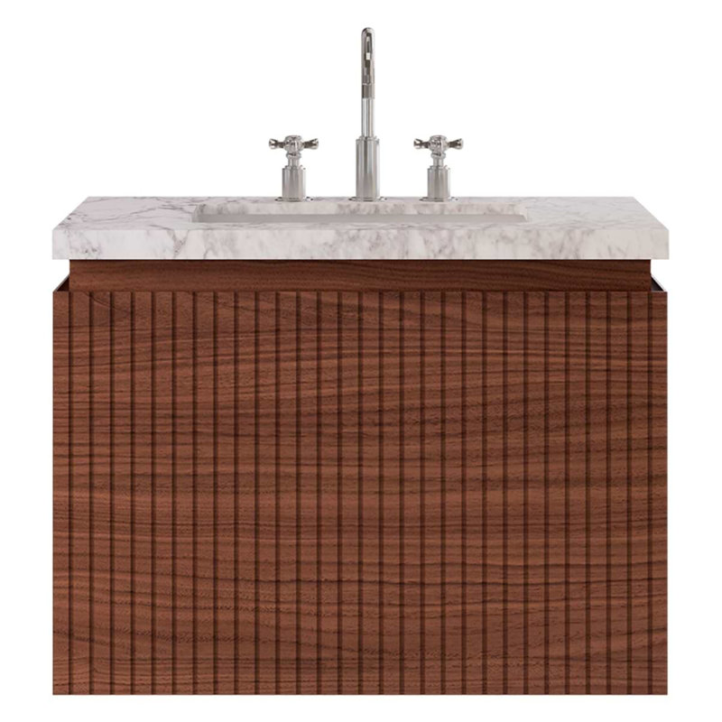 Melrose Single Vanity, 30", Walnut, White