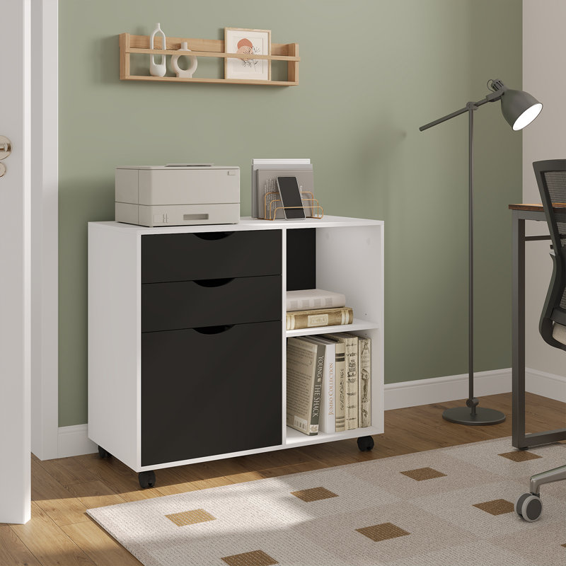 3 -Drawer Filing Storage Cabinet, White/Black