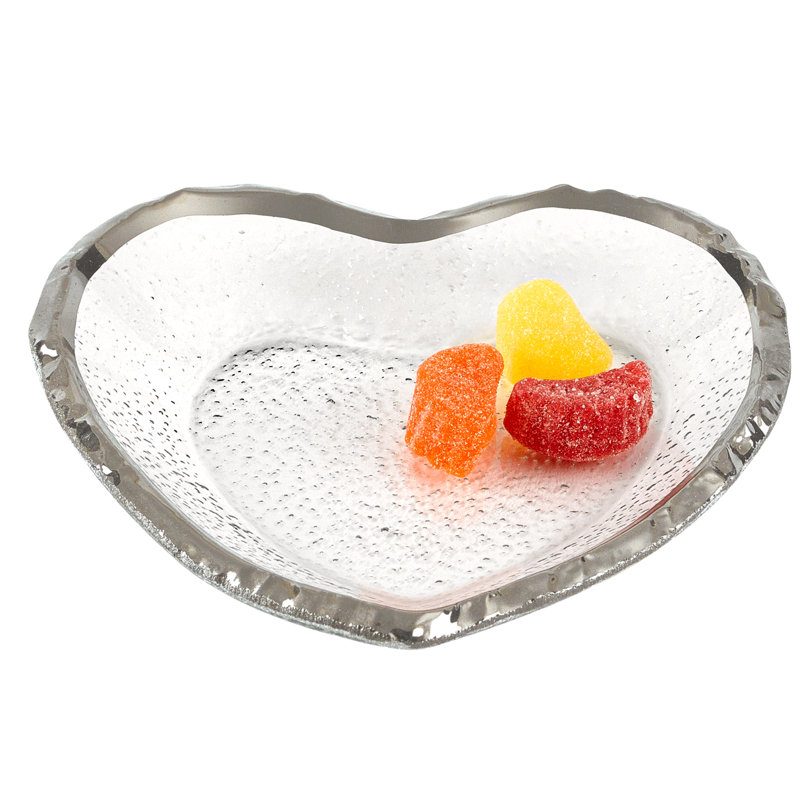 House Of Hampton® Pingree Glass Platter, Clear/Silver