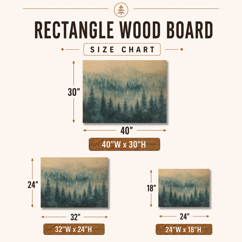 Décoration murale en bois «Cool Mist Blue Forest II», H 18 po x l 24 po, Rectangle