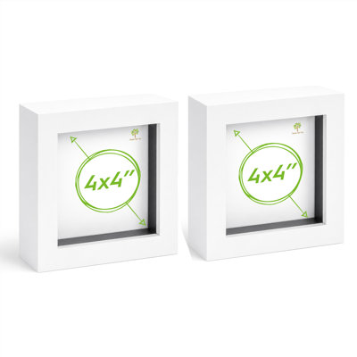 Nicola Spring - 3D Box Photo Frames - 4" x 4" - White