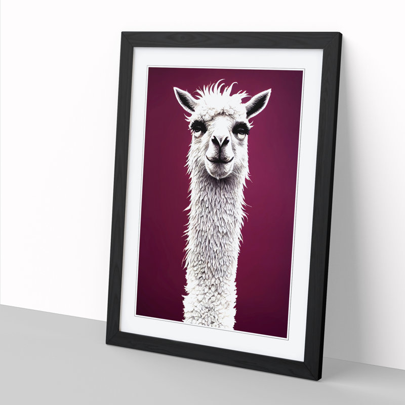 Cheltenham Face Of A Llama Vol.1 - Picture Frame Print, Black, 34cm H x 25cm W x 2cm D