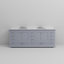 Ensemble de meuble-lavabo double avec comptoir en quartz blanc et robinet-110912984