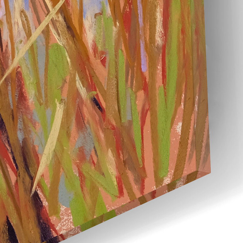 Art mural en verre Winston Porter «Cattails» par Carol Strock Wasson, H 12 po x l 16 po x P 0,13 po
