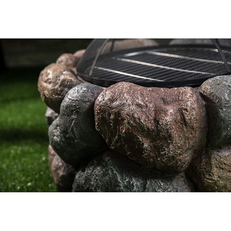 Grand Garden & Patio Heater Fire Pit Brazier And Barbecue With Eco-Stone Finish