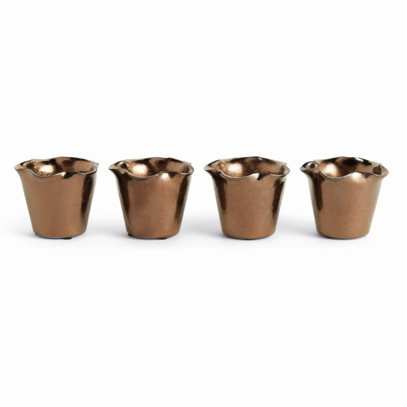 Anglaise Reactive Glaze Traditional English Silhouette Mini Pots in Bronze, Bronze