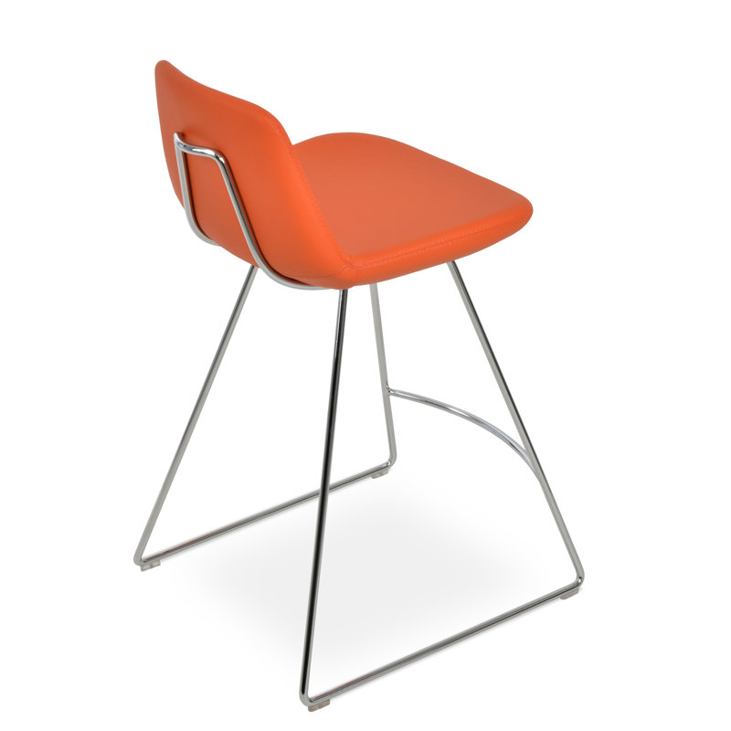 Pera HB Wire Bar & Counter stool, Chrome, Orange, Counter Stool (24" Seat Height)