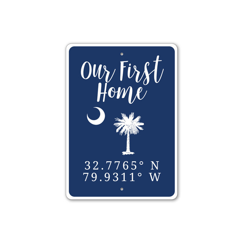 Enseigne en aluminium «Our First Home», H 14 po x l 10 po x P 0,04 po