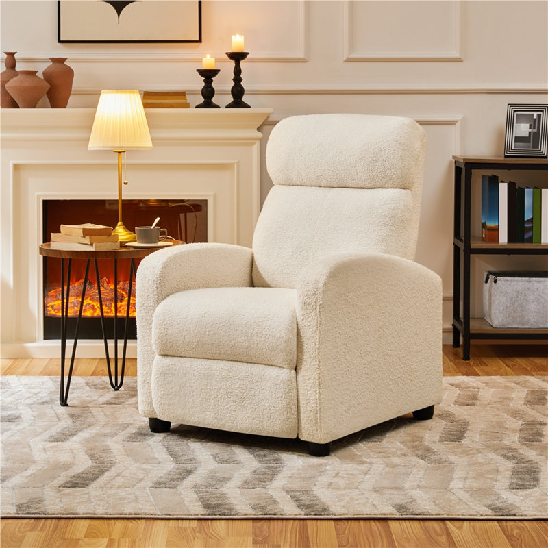 Arvonio Upholstered Boucle Recliner, Ivory