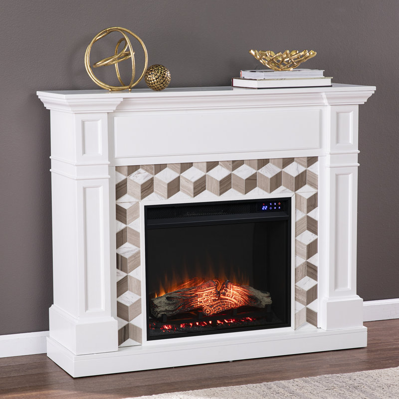 Minogue Darby Home Co 48 " W White Brown Electric Fireplace