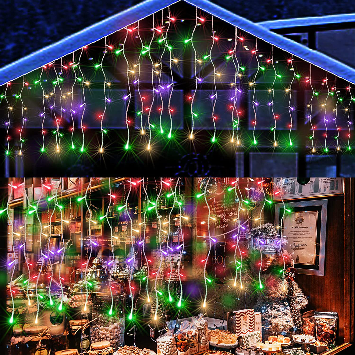 32' LED Icicle Lights, Multicolor