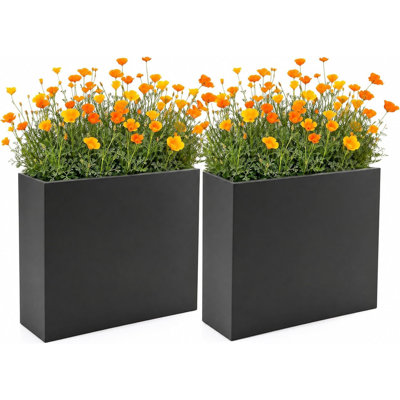 2 jardinières rectangulaire en métal 38 x 10 x 30 po, lit de jardin extérieur en acier au carbone antirouille épaissi avec drainage