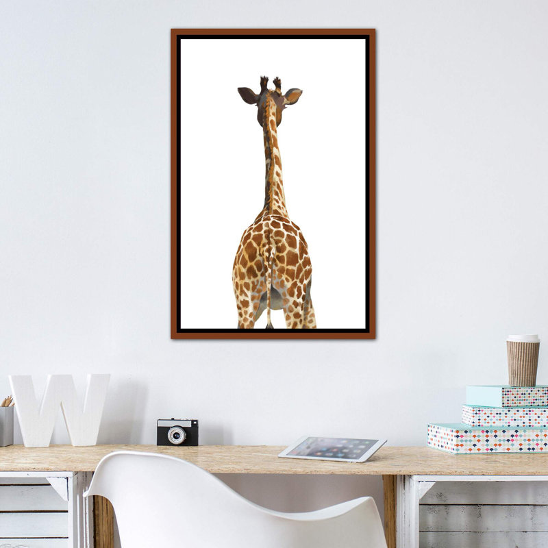 Art girafe bout à bout, Toile avec cadre en bois classique, H 40 po x l 26 po x P 1,5 po