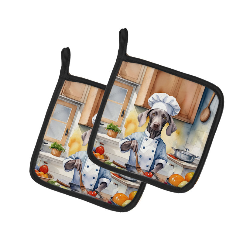 Caroline's Treasures The Dog Chef Polyester Potholder Set
