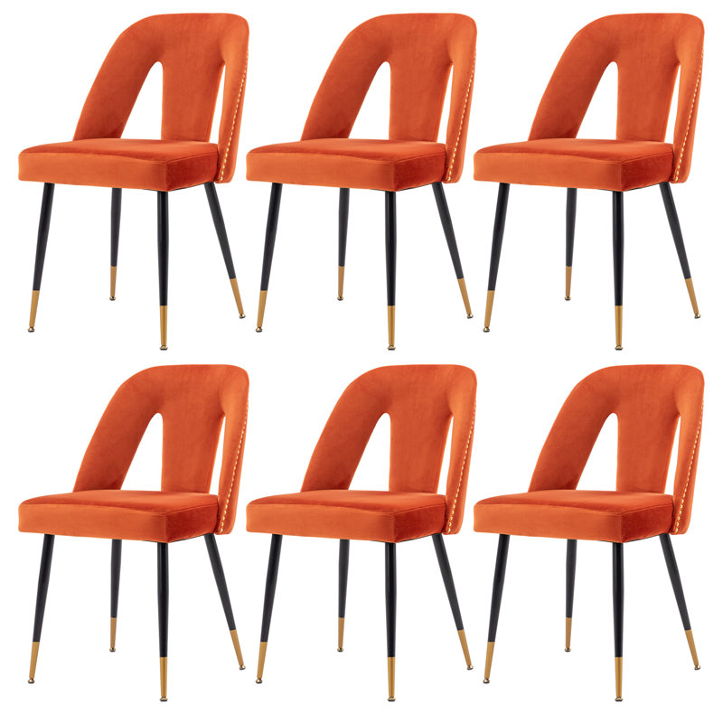 Chaise d'appoint rembourrée Kensley, Velours orange
