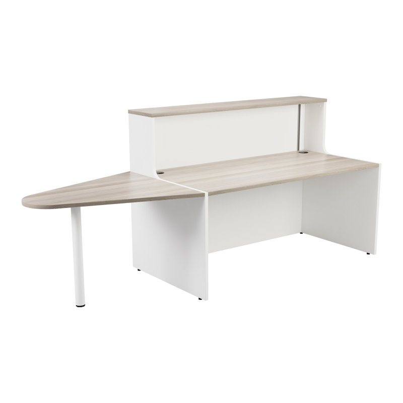 Buariki Rectangle Synthetic Laminate Reception Desk, Grey Oak/White