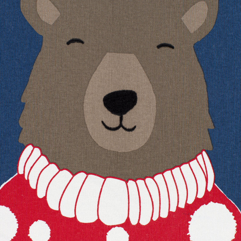 Bundle Up Bear Cotton Throw Pillow, Polyester/Polyfill, 22" x 22"