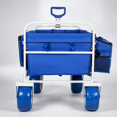 Chariot de plage robuste avec roues tout-terrain de 9 pouces, hayon extensible et rangement multifonctionnel pour une utilisation polyvalente à l'extérieur