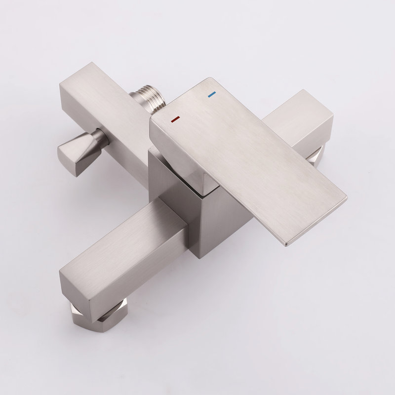 Ensemble de robinet de douche d'extérieur en nickel brossé, pomme de douche à pluie avec douchette