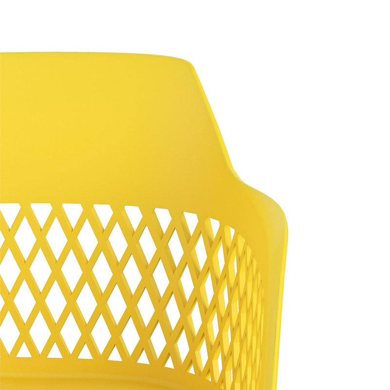 Shari Patio Dining Side Chair with Cushion, Yellow