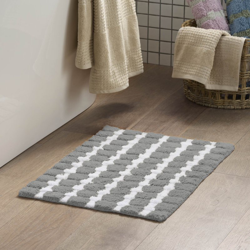 Martex Expression Sculpted Bath Rug, Gray/White