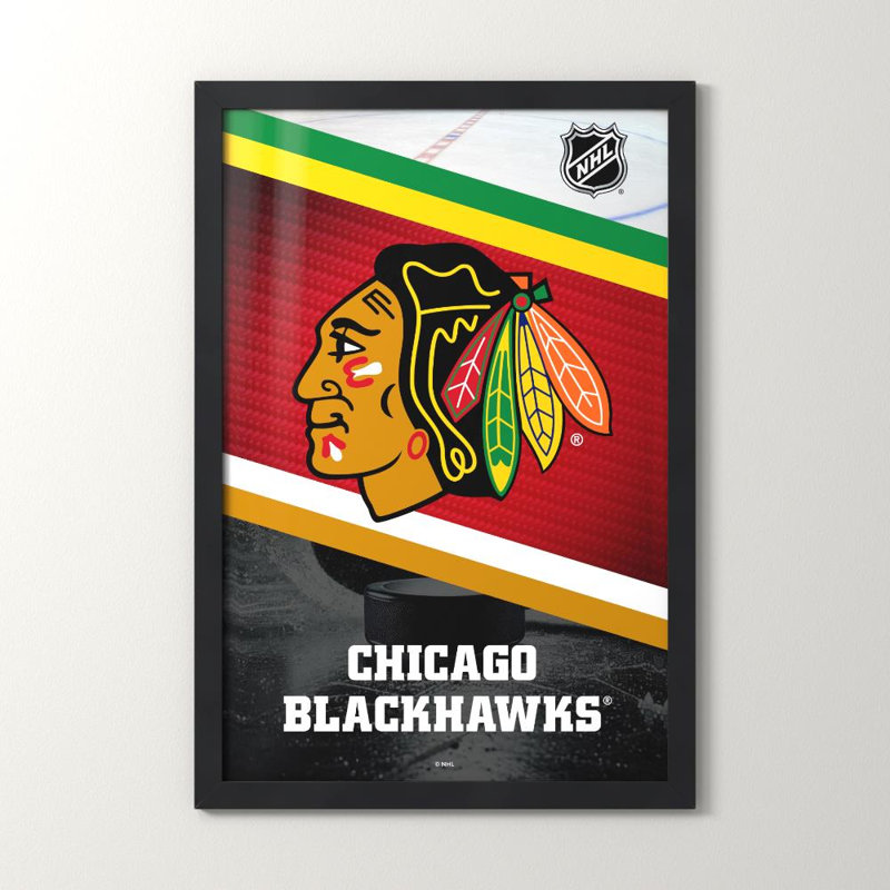 Décoration murale des Blackhawks de Chicago (NHL), H 48 po x l 32 po, Acrylique encadré, Black