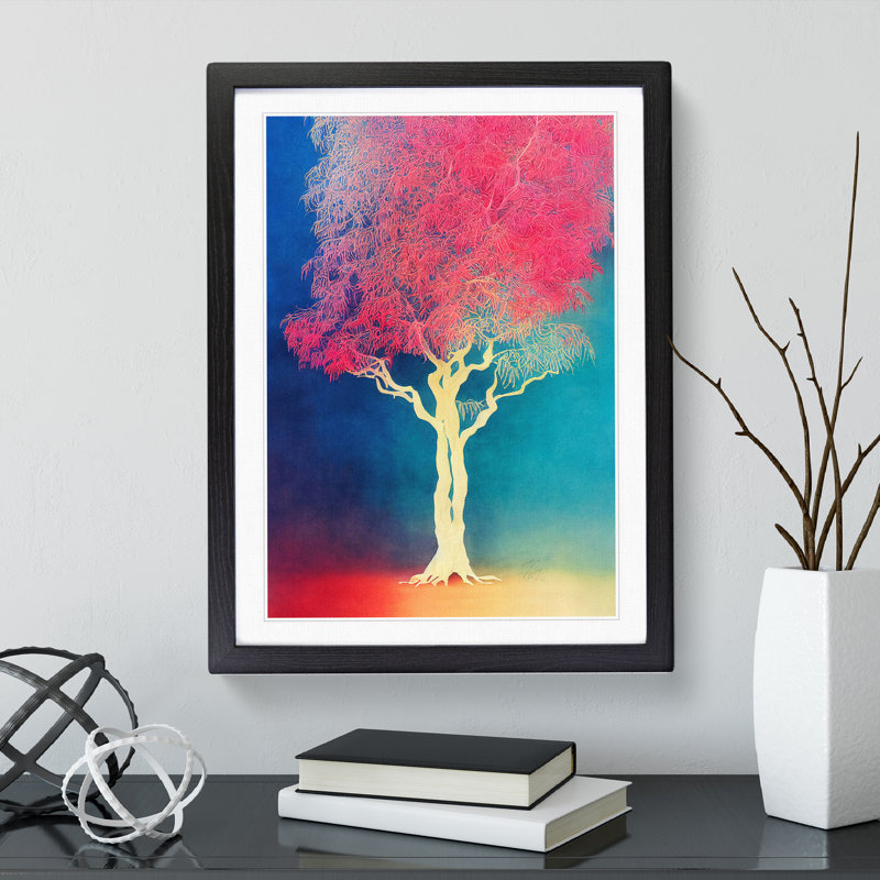 Wonderful Painted Tree No.5 - Single Picture Frame Print, Black Framed, 64cm H x 46cm W x 2cm D