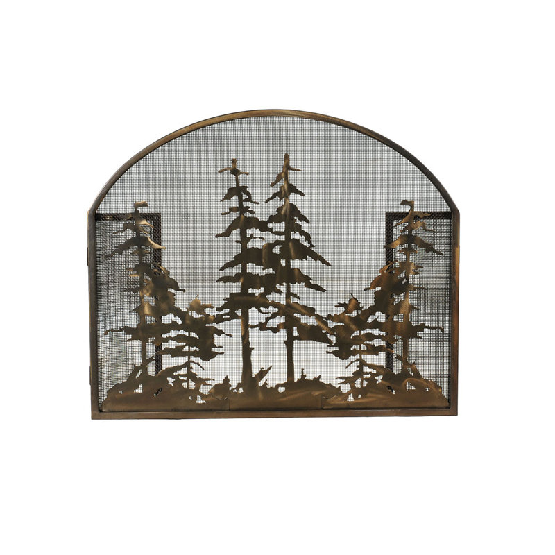 Tall Pines 3 Panel Fireplace Screen, 30" H x 50" W, Antique Copper