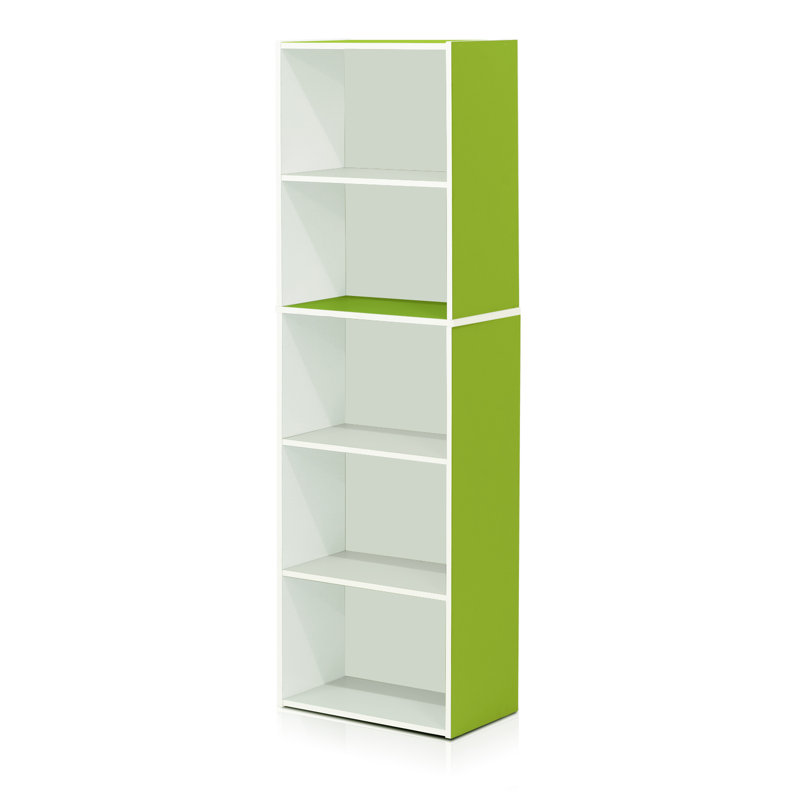 Cannice Bookcase, Green/White, (5 Shelves) 52.1" H x 15.8" W x 9.4" D