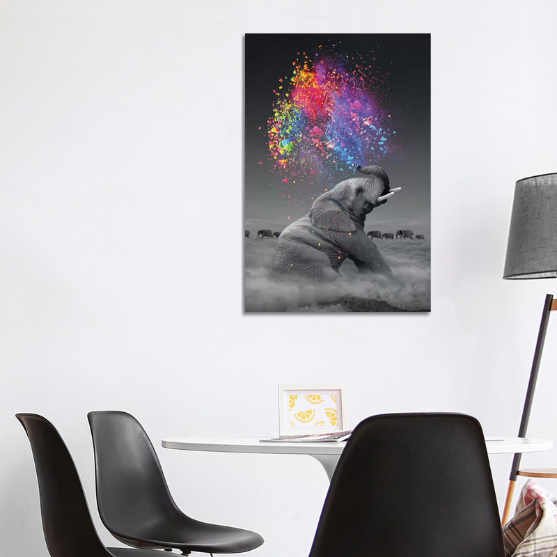 Elephant - Color Explosion by Soaring Anchor Designs - Wrapped Canvas Print, 101.6 cm H x 66.04 cm W x 1.91 cm D
