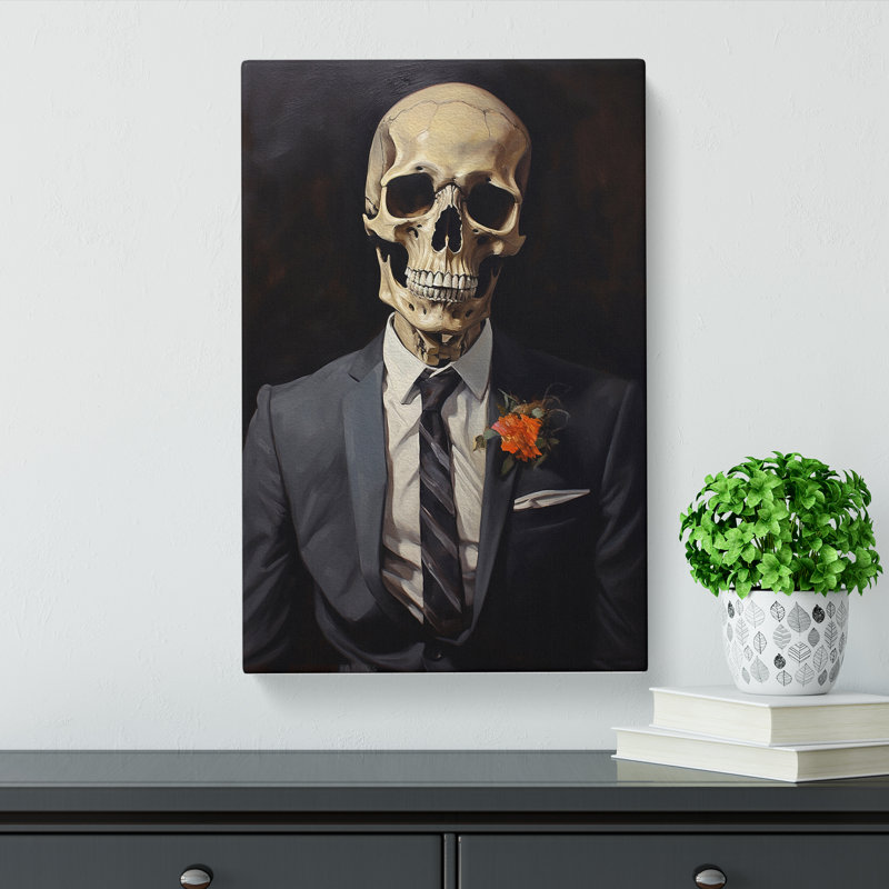 Skeleton in a Suit Painting - Wrapped Canvas, 50cm H x 35cm W x 3cm D