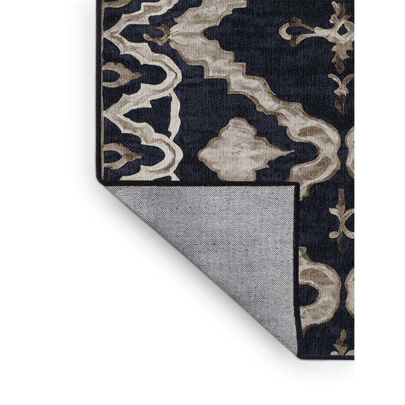 Machine Washable Gray Area Rug, Square 3'