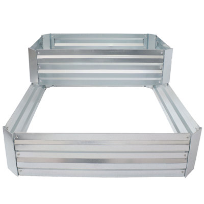 Riquel 2-Tier Galvanized Steel Outdoor Raised Garden Bed - Silver