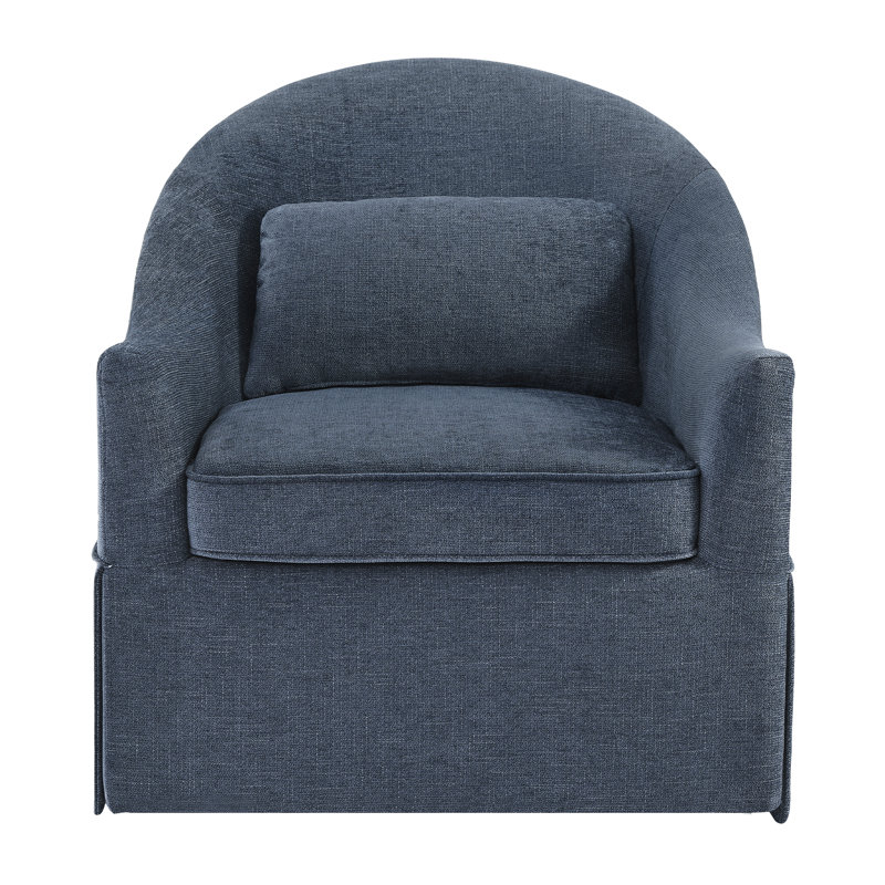 Martha 30.3 ″ Wide Upholstered Swivel Barrel Accent Chair, Dark Blue