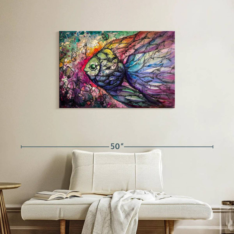 Abstract Rainbow Fish, 24" H x 36" W