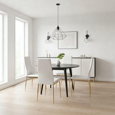 Ensemble de 4 chaises de salle à manger modernes avec pieds en métal, chaises de cuisine et de salle à manger à haut dossier