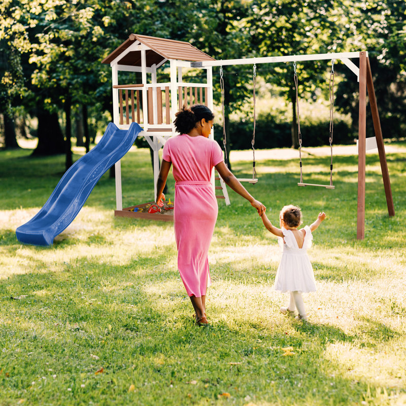 AXI Swing Set with 2 Swing(s) , 1 Slide(s), Blue, White/Brown