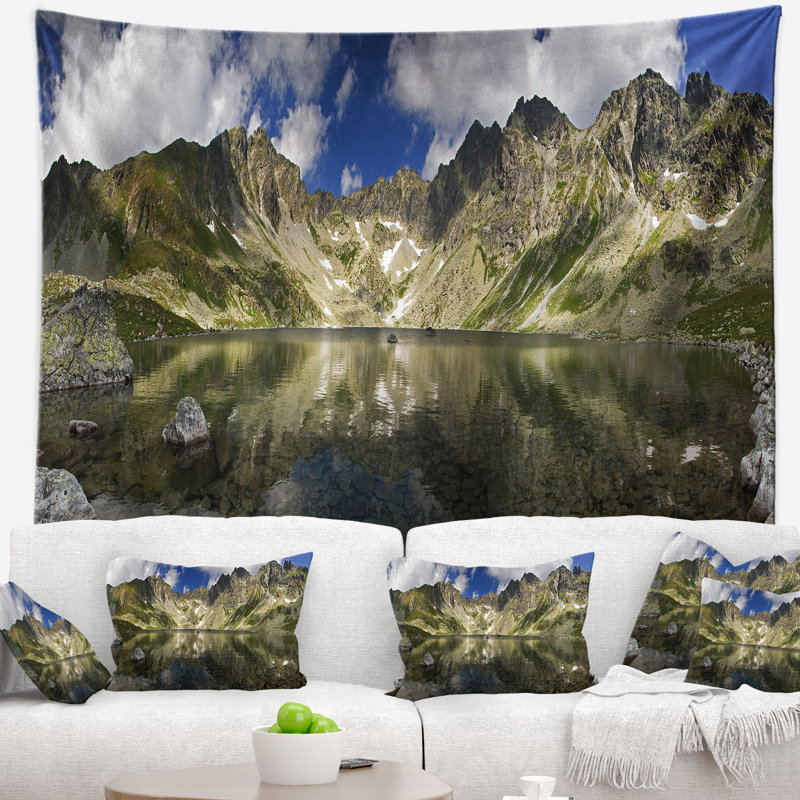 Paysage paysage de montagne avec tapisserie, H 32 po x l 39 po