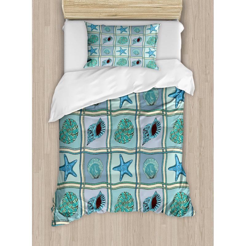 Twin Multicolor Marine Patchwork Duvet Cover Set