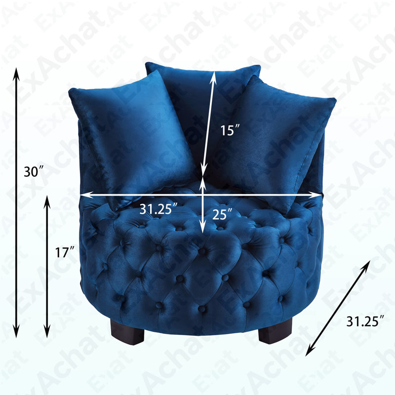 Fauteuil de loisir contemporain rembourré capitonné, bleu marine, Marine