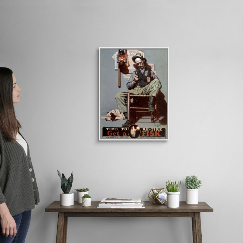 «Time To Retire: Sleeping Sheriff», art mural sur toile, Cadre flottant blanc, H 26 po x l 20 po x P 1,75 po