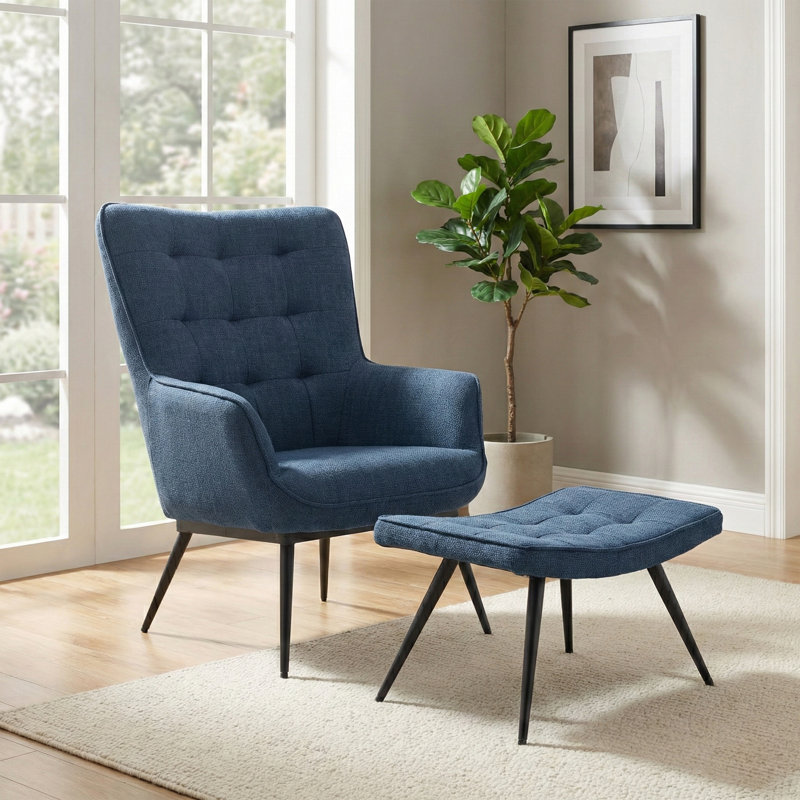 Jessamine Armchair with Footstool, Blue