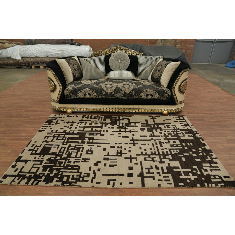 Tapis gÃ©omÃ©trique moderne avec motif abstrait en forme de casse-tÃªte, 5 x 8