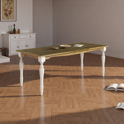 Vintage Traditional 82.7Inch Extendable Dining Table With 23.6Inch Removable Leaf