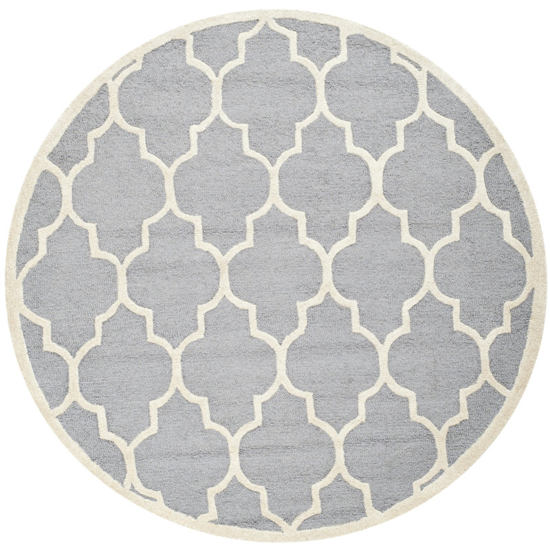 Tapis géométrique en laine touffeté à la main Cambridge, Rond 6 pi