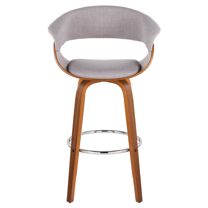 Vintage Walnut and Chrome Swivel Barstool Set