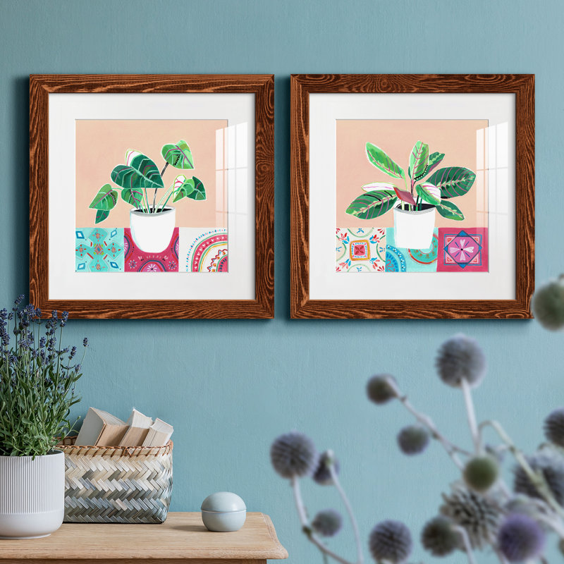 «Growing Happy I», ensemble de 2 peintures, H 17 po x l 34 po x P 1,5 po, Cadre en érable