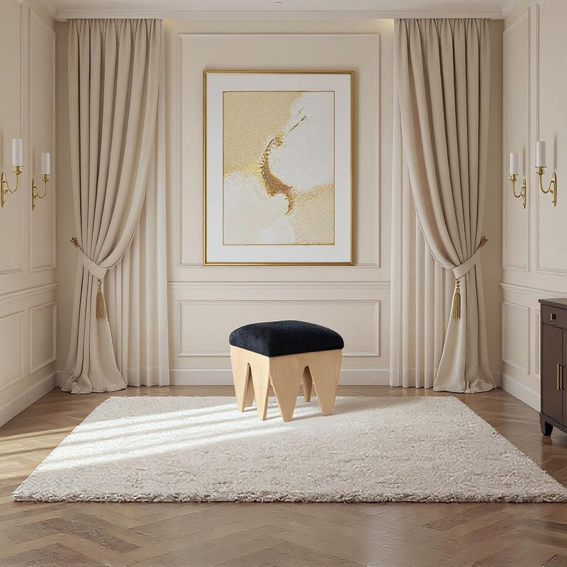 Banc en tissu Altair, Naturel, Velours noir